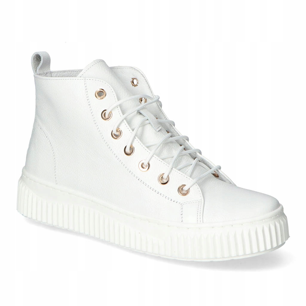 Vysoké polobotky na silné podrážce Tuomo, bílé, velikost 38