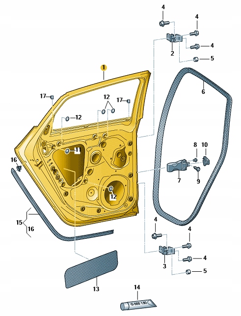 DRZWI LEWY-TYŁ SEAT LEON III ORYGINAŁ 5F9833055