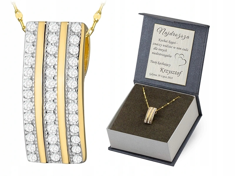 Zlatý Náhrdelník 38 Cm pr. 585 Přívěsek Přívěsek Obdélník se zirkony 14k