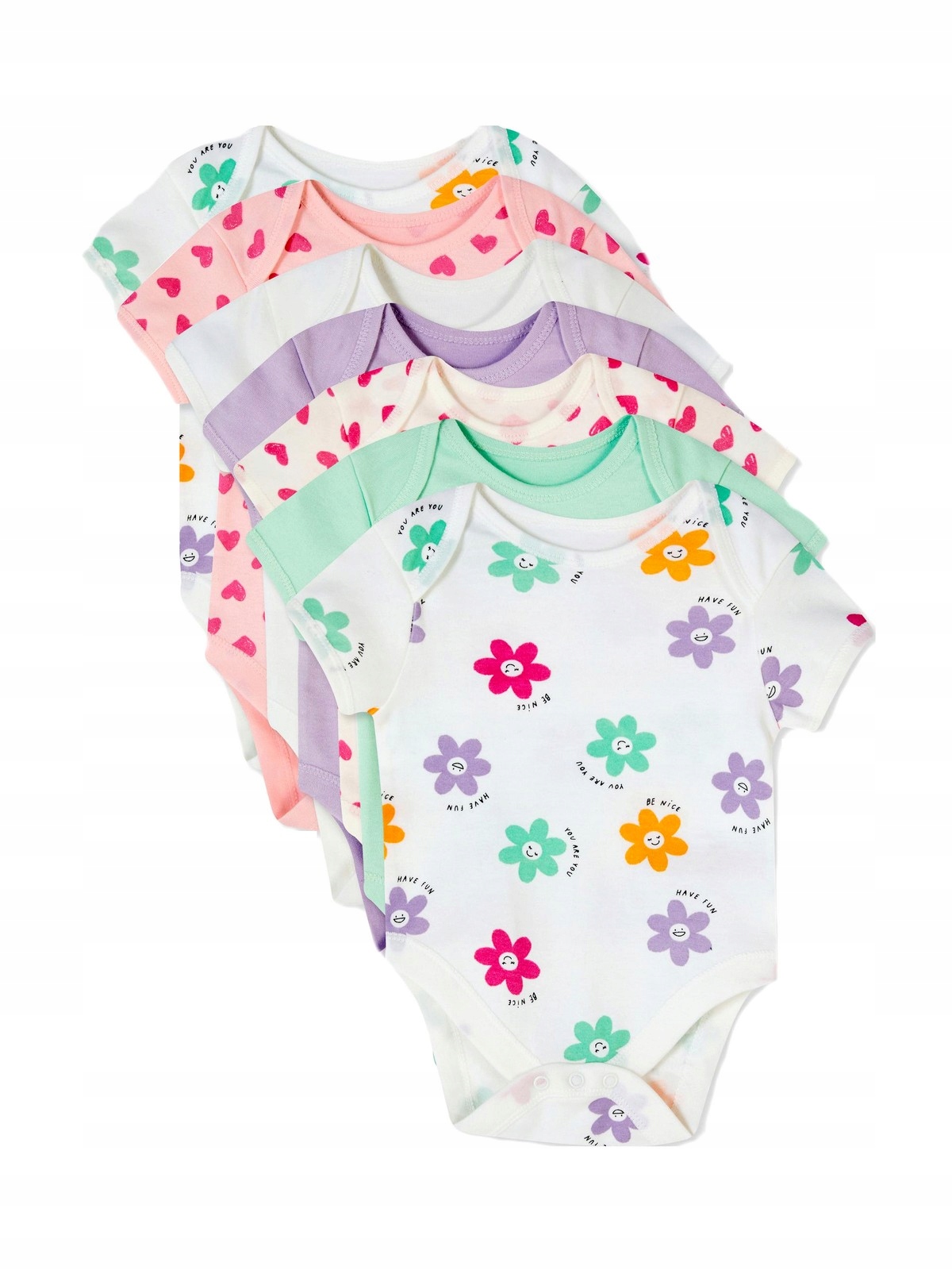 

Body krótki rękaw Primark 92 7pak 18-24 m. Kwiatki
