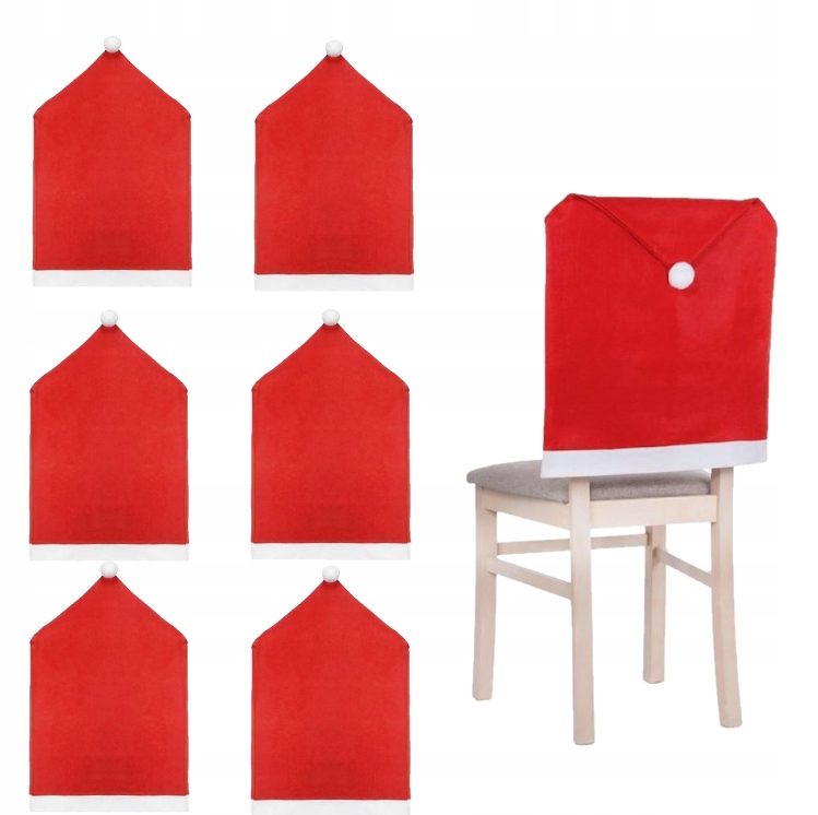 POKROWIEC NA KRZESŁO ŚWIĄTECZNY CZAPKA MIKOŁAJA ŚWIĘTA ZESTAW KOMPLET