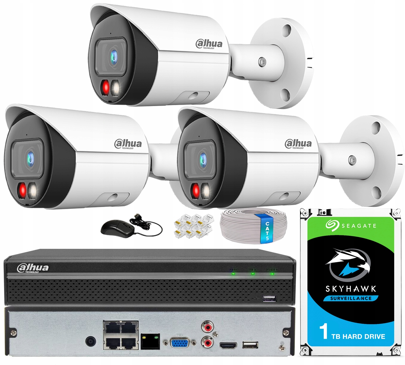 Sada na monitorovanie Ip 3 kamier 8Mpx Dahua IPC-HFW2849S-S-IL-0280B Nvr
