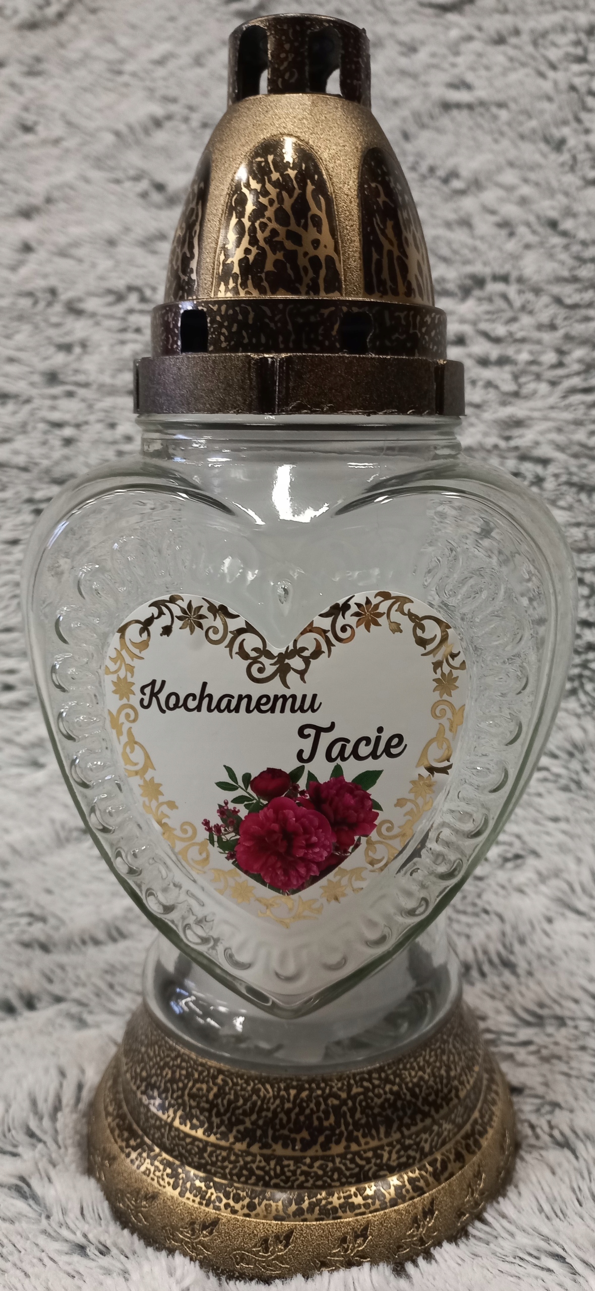 

znicz na cmentarz Złoty napis Kochanemu Tacie