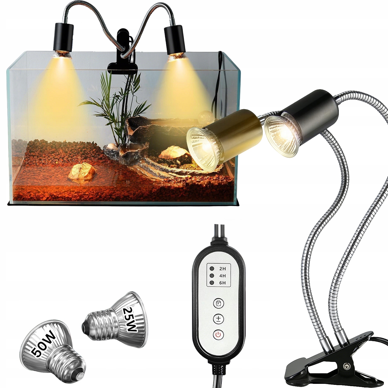 Levně Topná Lampa Pro Akvarijní Zvířata Topná Lampa Pro Želví Plazy 25/50W