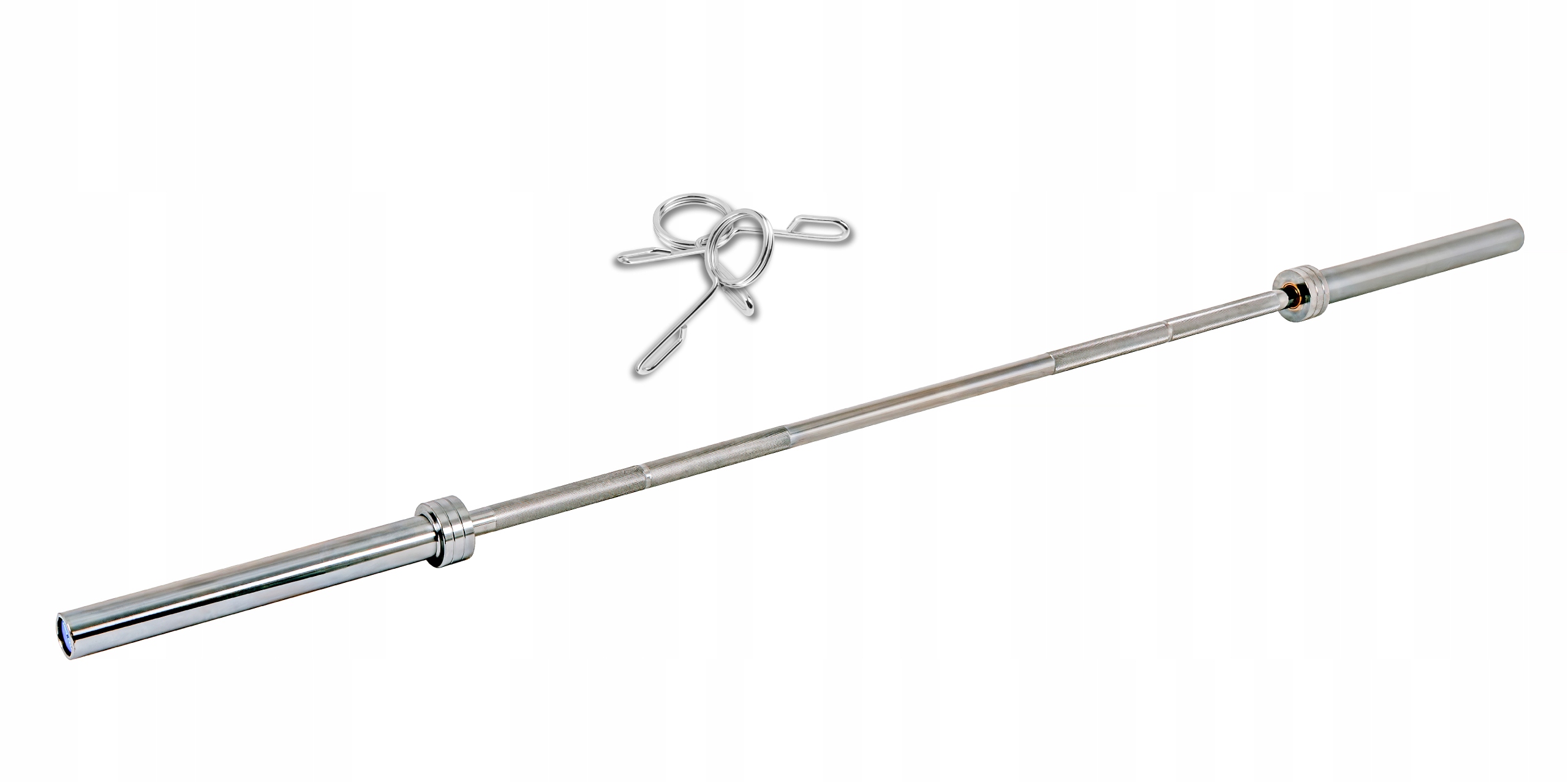 Gryf prosty olimpijski 220cm stalowy 50mm z zaciskami gładki do ćwiczeń