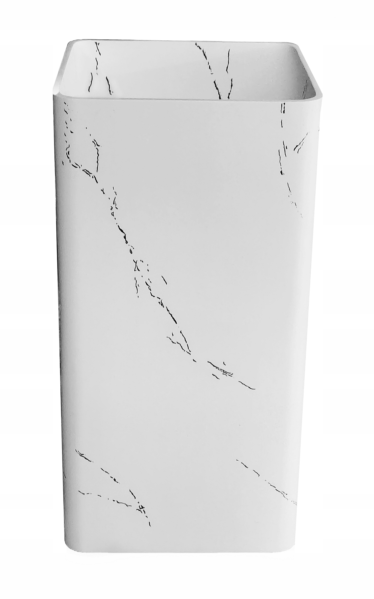 Volně Stojící Umyvadlo Solid Surface Marmur 45x45x85 CM Se Sifonem, Bílé