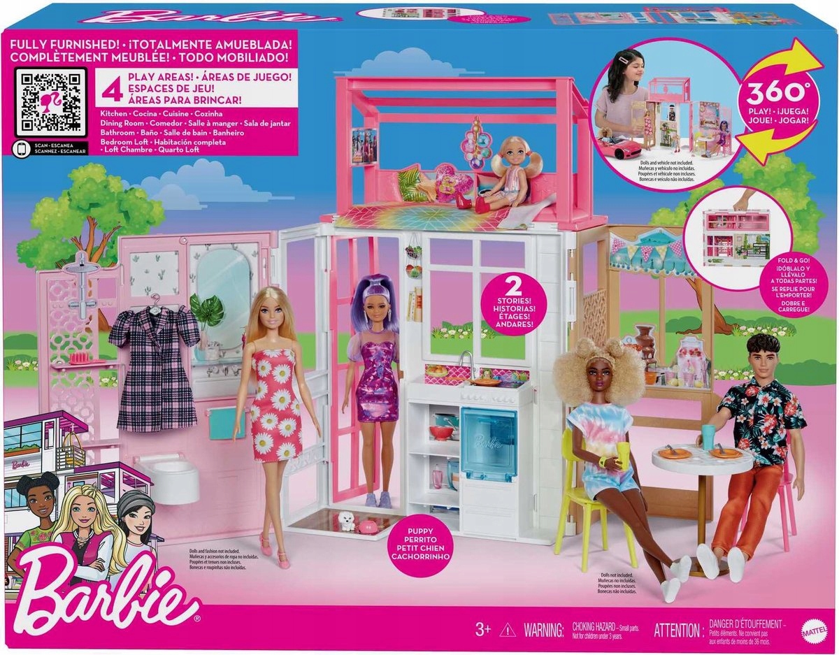 Barbie Domek dla lalek, kompaktowy rozkładany HCD47