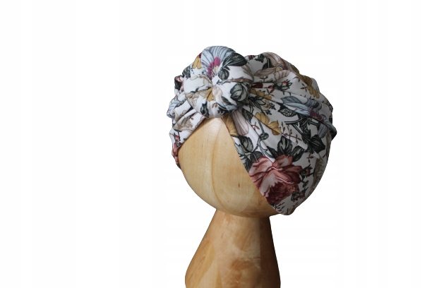 

Czapka turban kwiaty retro supełek 34-36 lekka
