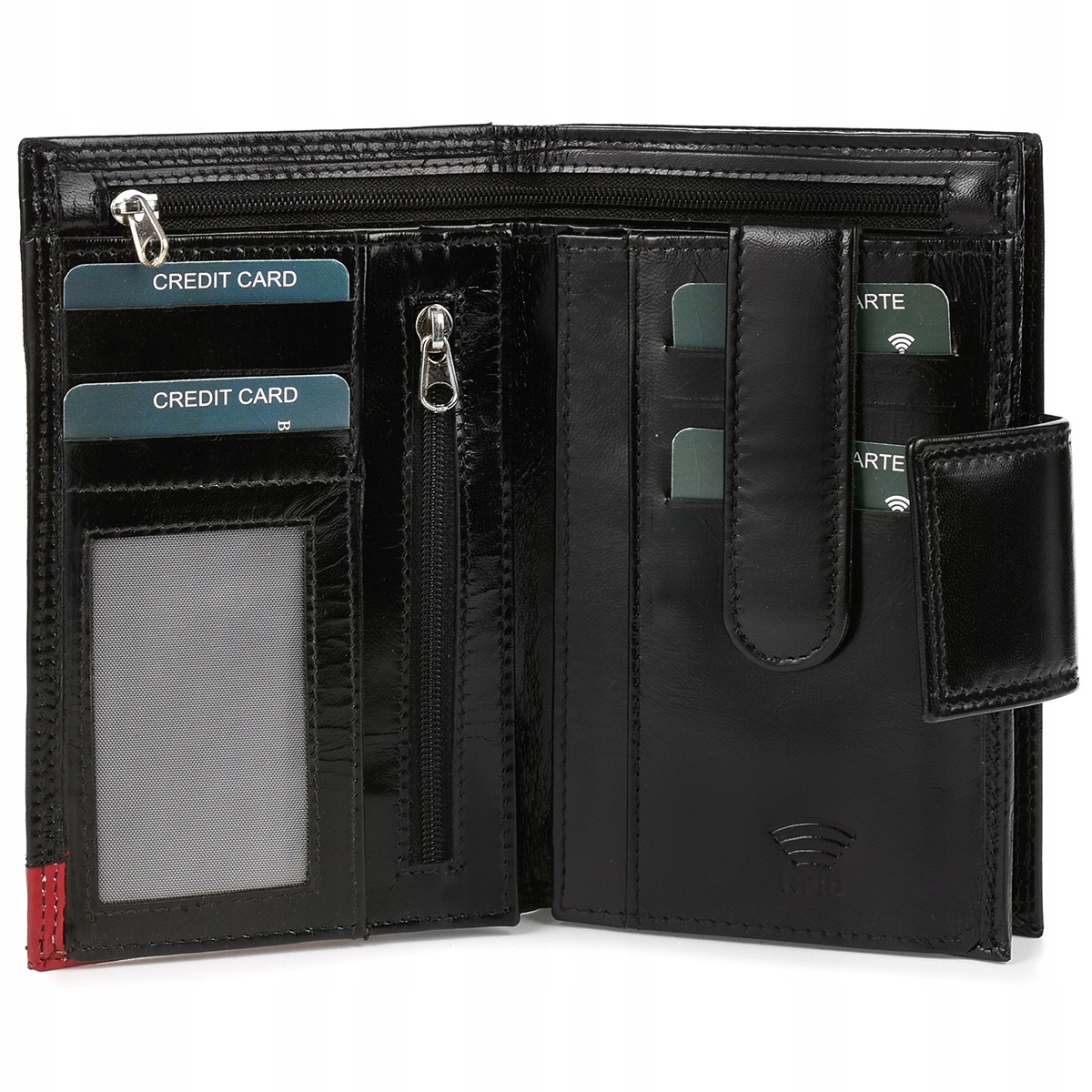 Damski skórzany portfel duży RFiD BELTIMORE Model 039black
