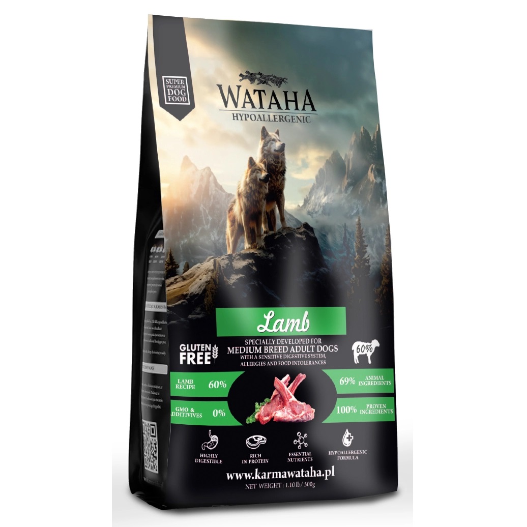 Wataha Hypoallergenic Adult Średnie Rasy Karma Psa Jagnięcina Ryż 2kg