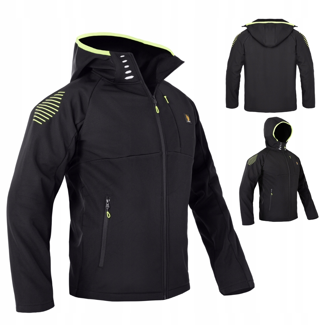 Kurtka przejściowa softshell męski wodoodporny z kapturem odblask r. M