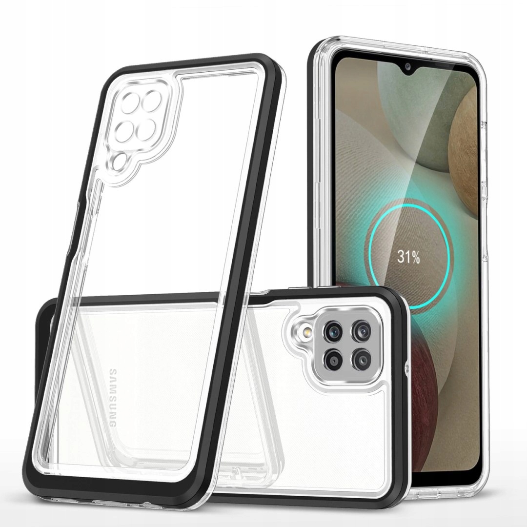 Clear 3in1 etui do do Samsung Galaxy A22 4G żelowy pokrowiec z ramką czarny
