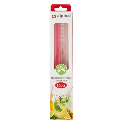 KOLOROWE SŁOMKI WIELOKROTNEGO UŻYTKU APLINA 10SZT.