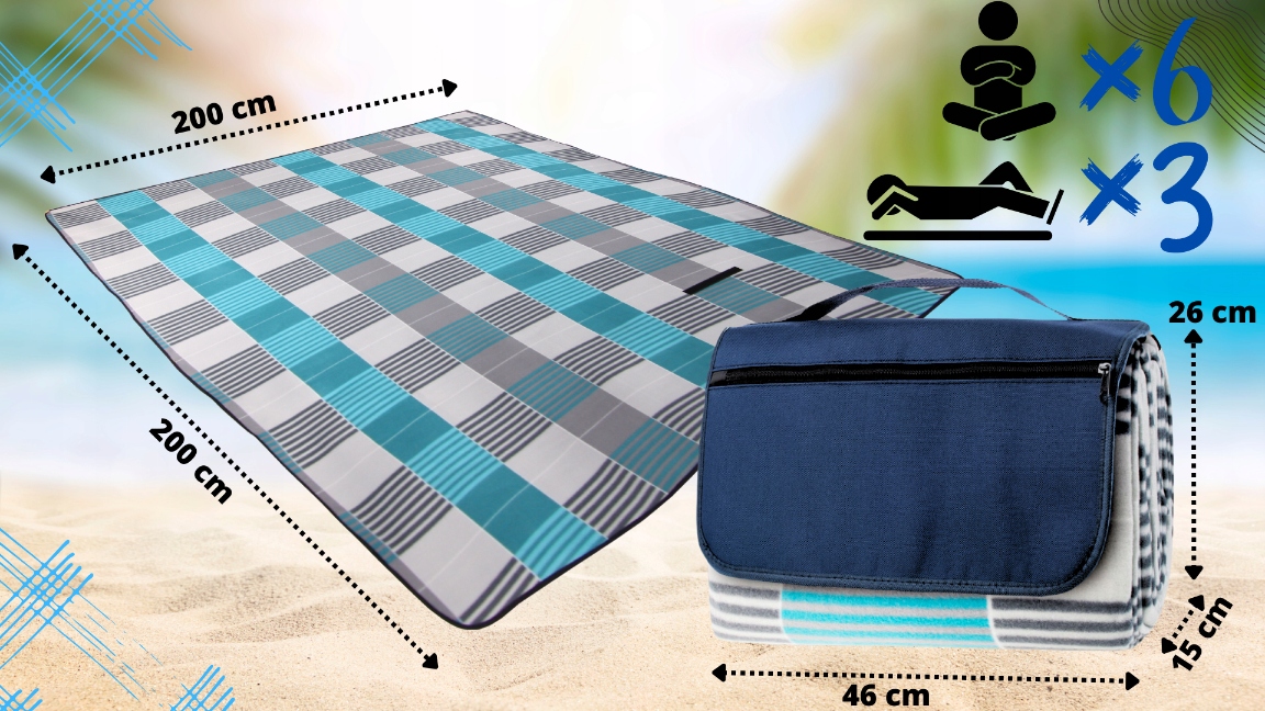 KOC PIKNIKOWY MATA IZOLACJA 200X200 DUŻY SKŁADANY Długość 200 cm