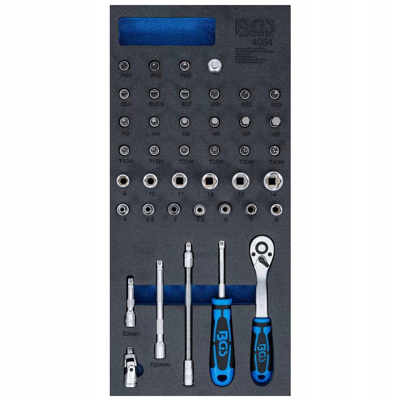 Vložka do zásuvky 1/3, sada nástrčných klíčů 6,3 mm (1/4") 41 ks Bgs
