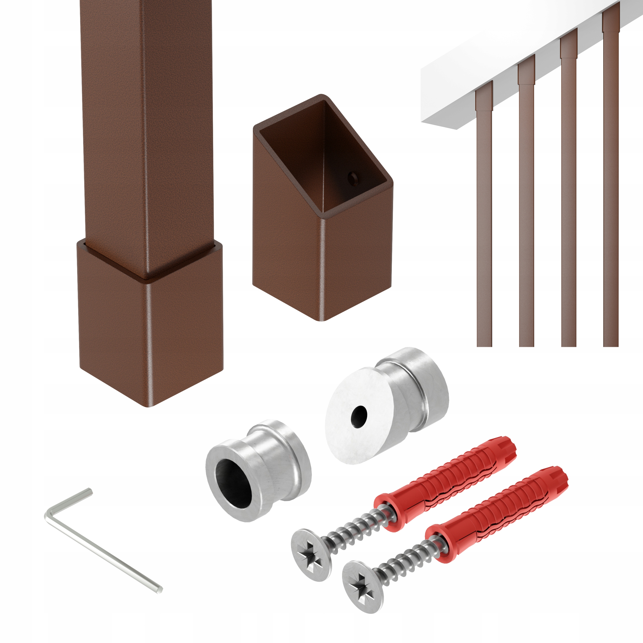Zábradlí na schody šikmé 40 st tralka 25x25 mm bronz 400 cm Paxo 40