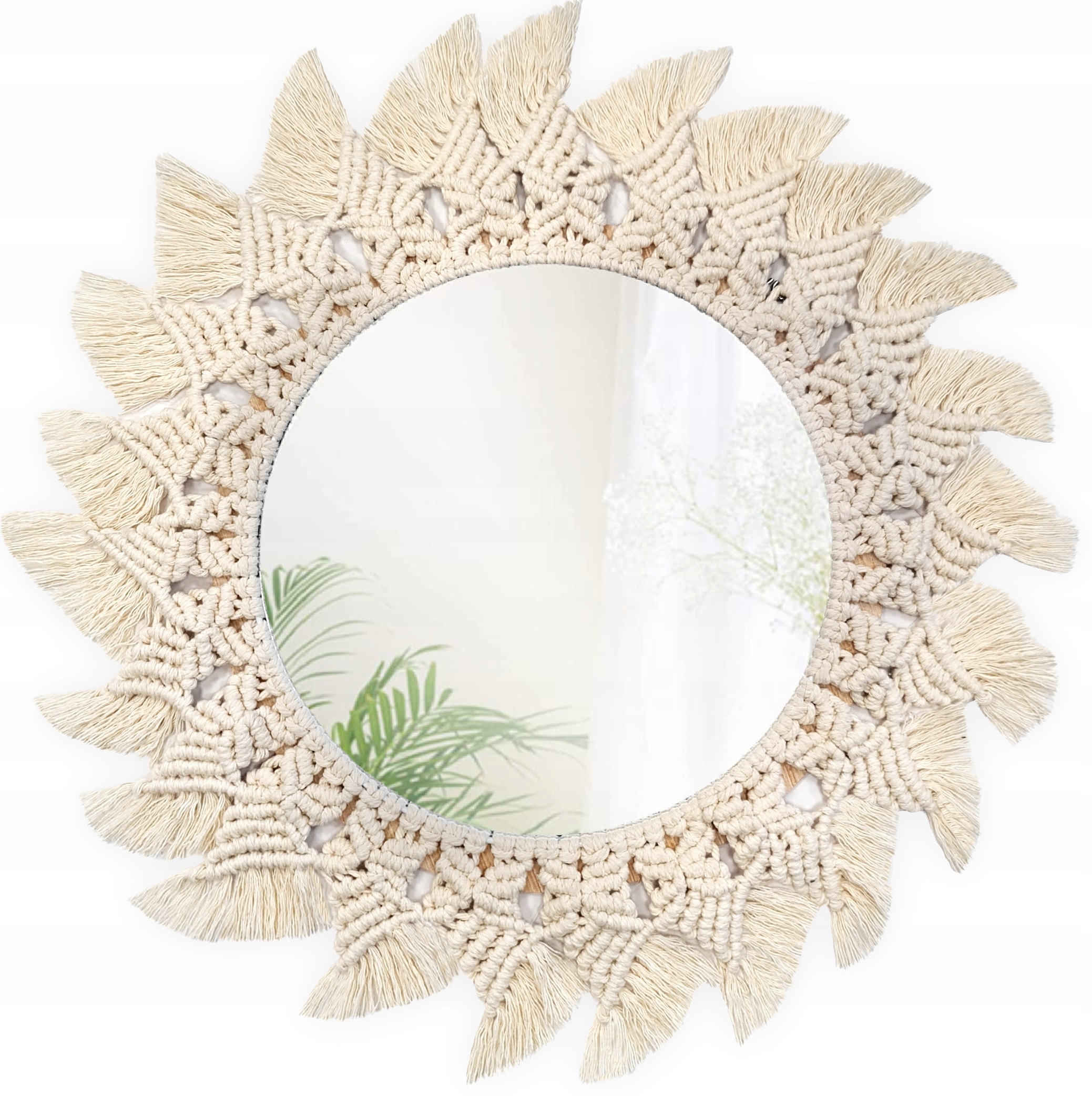 

Wiszące Naturalne Lustro Boho Duże Ścienne XXL