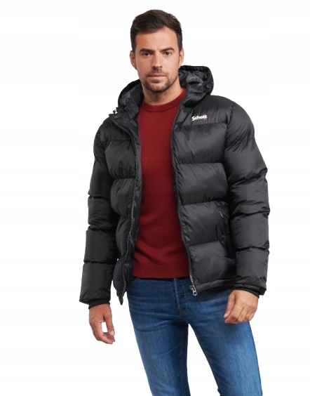 Schott Černá Pánská Prošívaná Bunda Do Boků S Kapucí XL Jxf