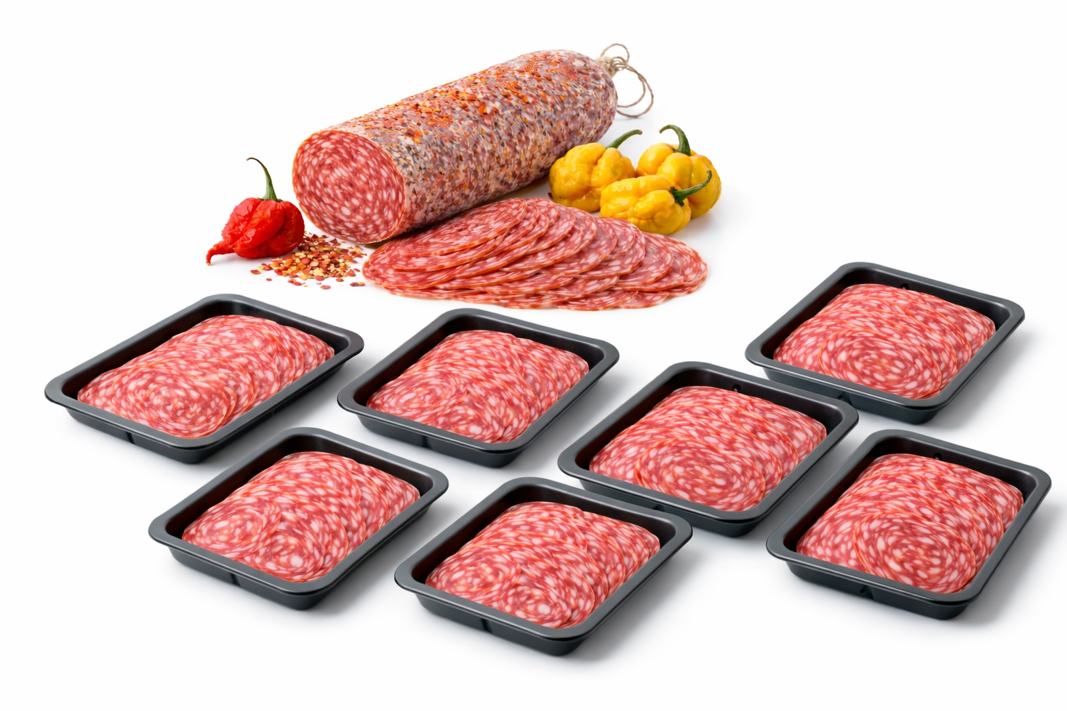 Levně Salámy jsou velmi ostré, nejostřejší italské, dvě papričky nakrájené na hot