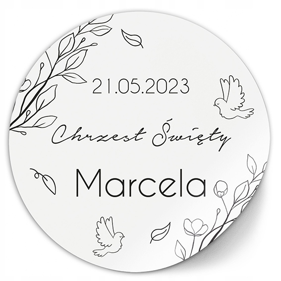 Naklejki na zaproszenia lizaki miód CHRZEST ŚWIĘTY Okazje chrzest