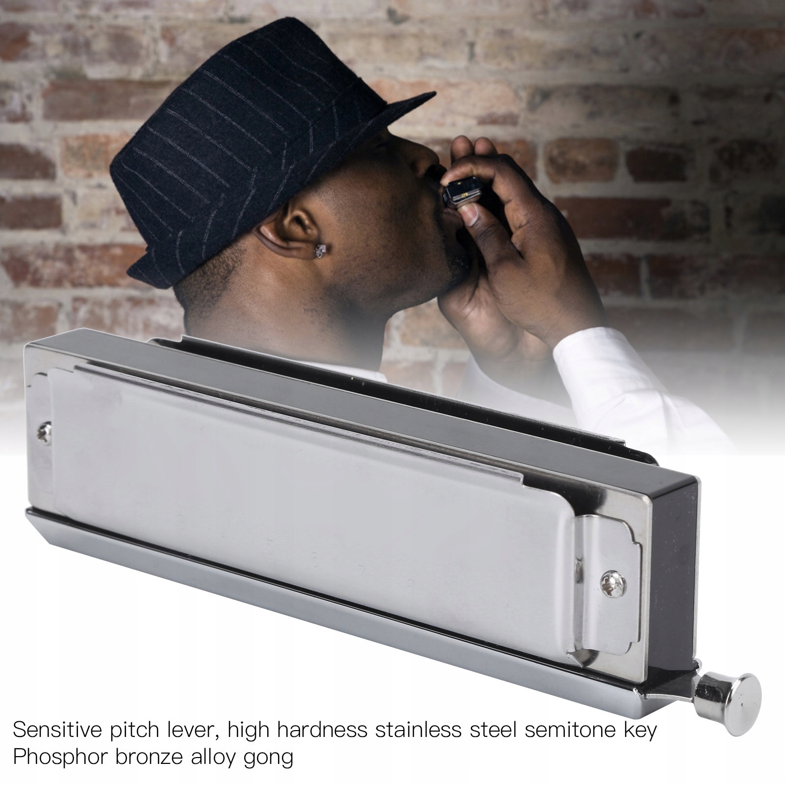 Harmonijka chromatyczna 10 otworów 40 tonów Kolor srebrny