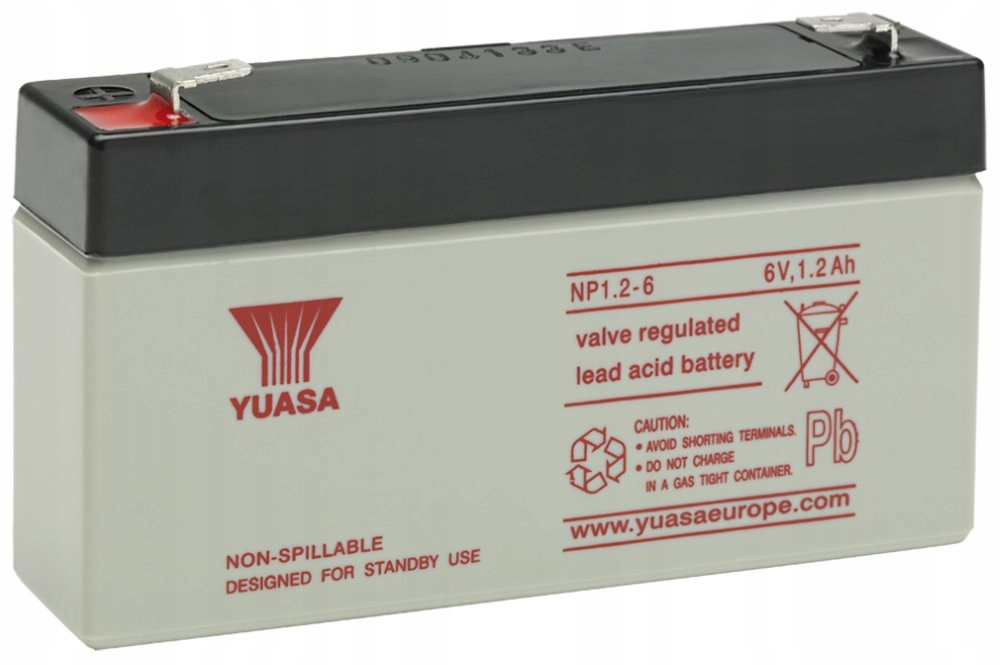 Akumulator Bateria Agm Yuasa Bezobsługowy NP1.2 6V 1,2Ah Pos Kasy Drukarki