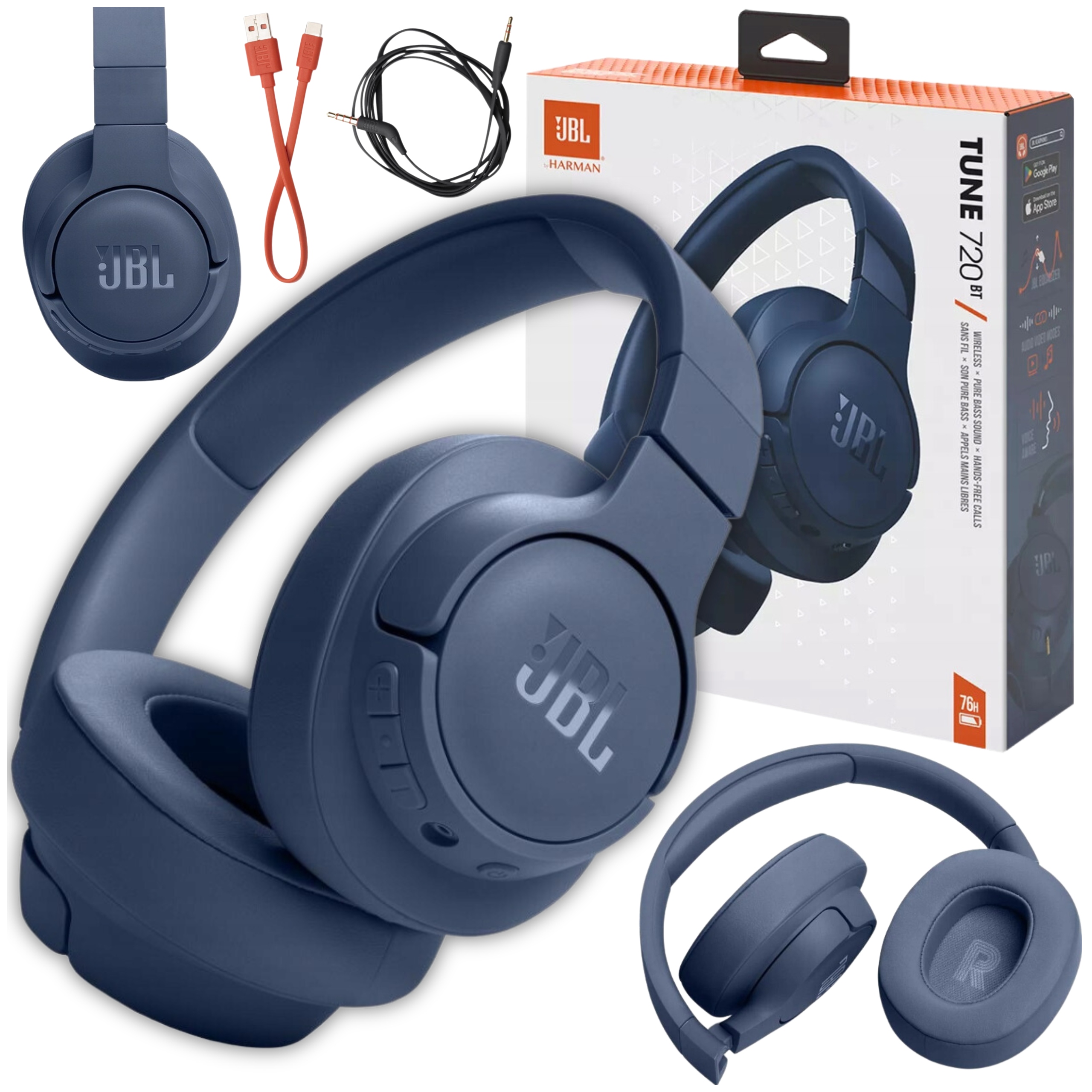 Słuchawki bezprzewodowe nauszne Jbl Tune 720BT niebieskie