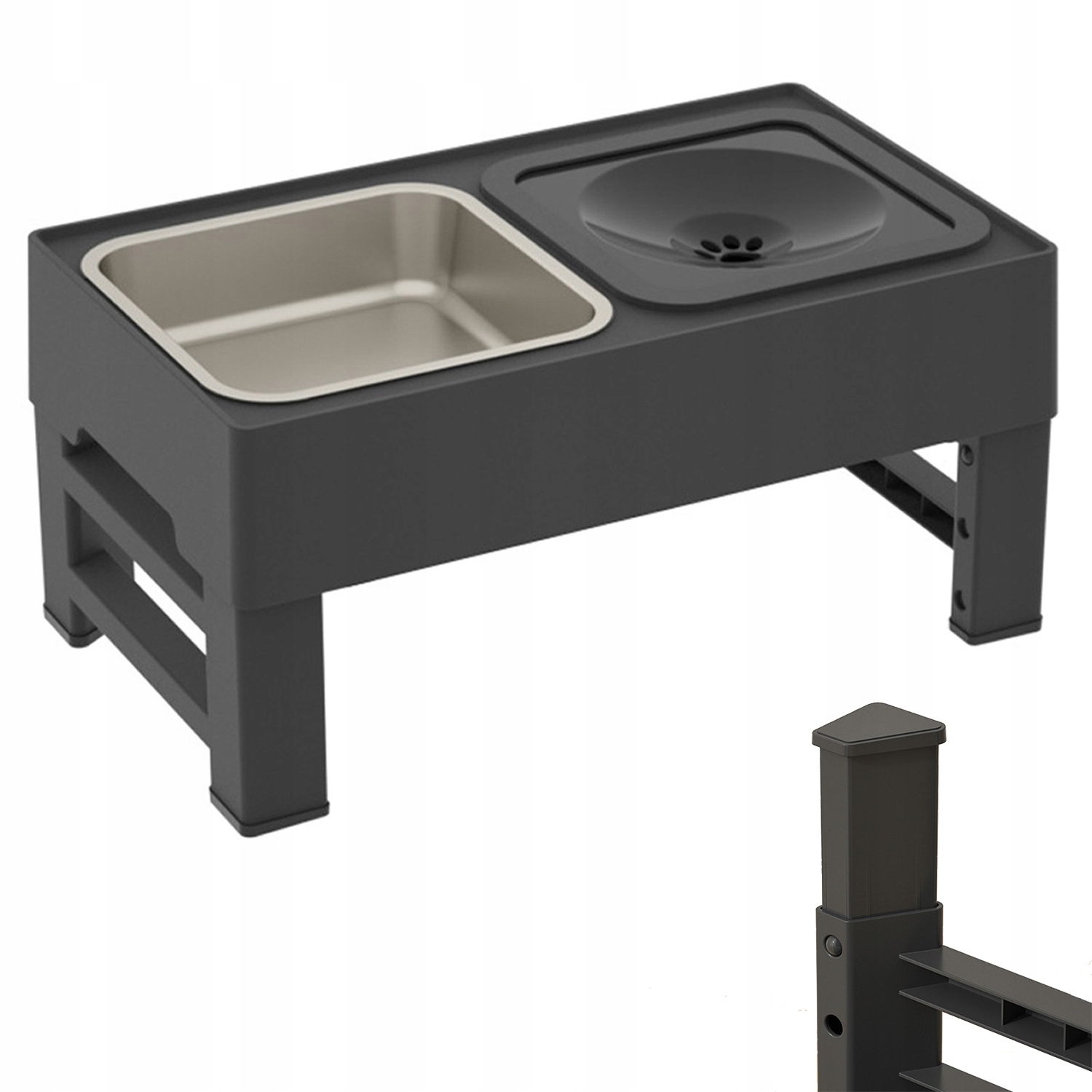 Levně Dvojitá Miska Pro Psa Na Stojanu, Nastavitelná, 2V1, Netekoucí, Zpomalující