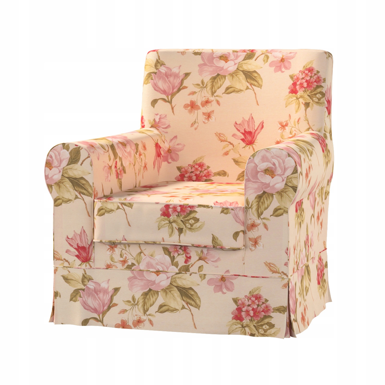 Poťah na kreslo Ektorp Jennylund Ikea s veľkými kvetmi na krémovom pozadí