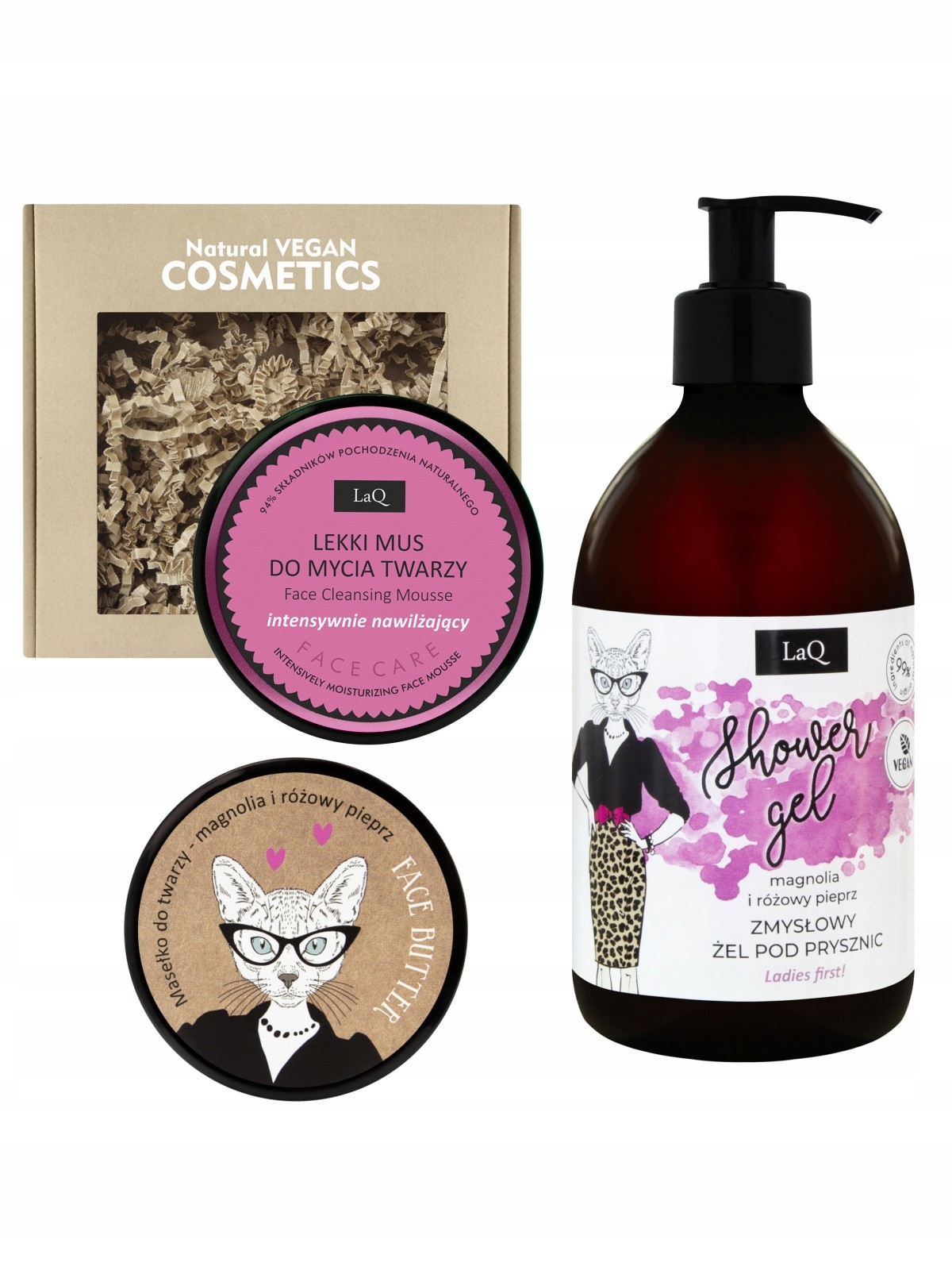Laq Sada Magnolie: gel 500 ml, pleťové máslo 50 ml, pleťová pěna 40 g