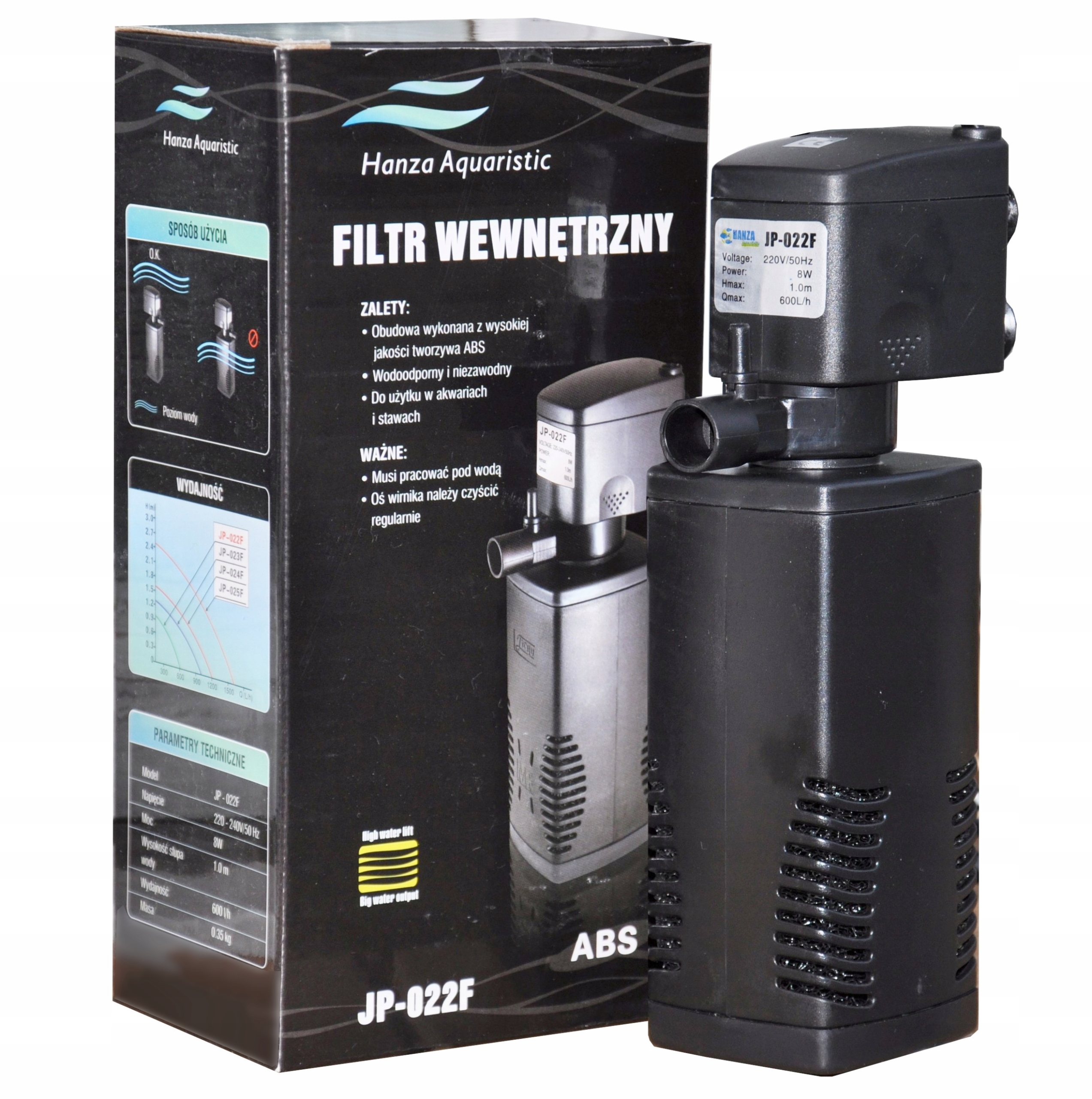 

Filtr wewnętrzny JP-022F akwarium 60-120L 600l/h