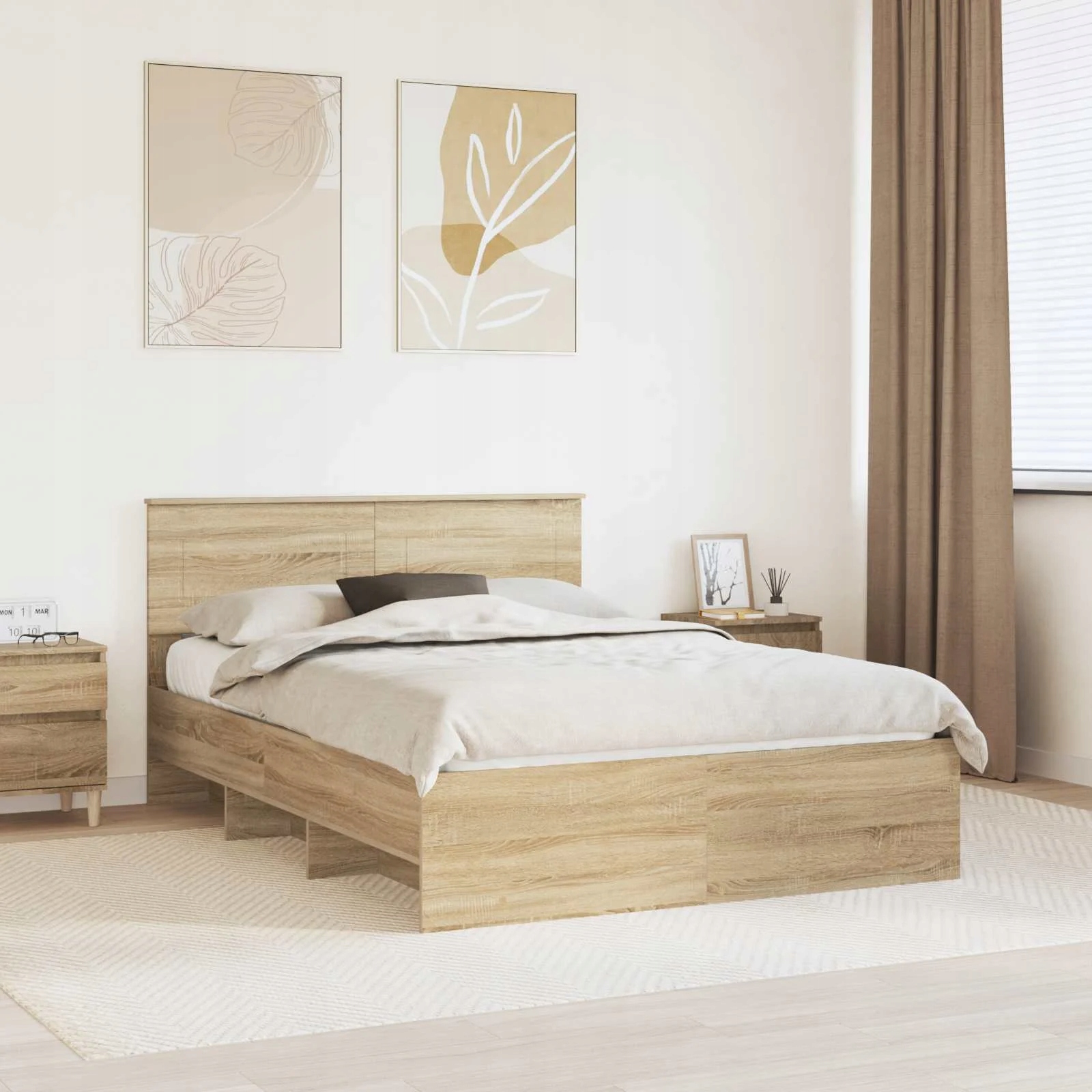 vidaXL Rám postele s čelo Sonoma dub 160 x 200 cm kompozitní dřevo