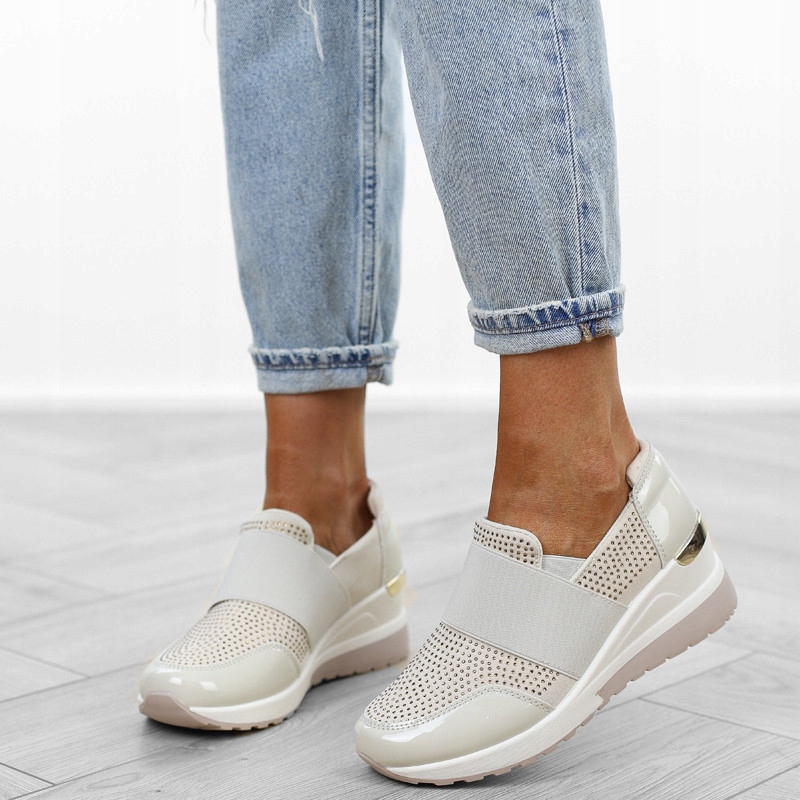 Beżowe półbuty sneakersy na koturnie LDLJ-125 r.40 Rozmiar 40