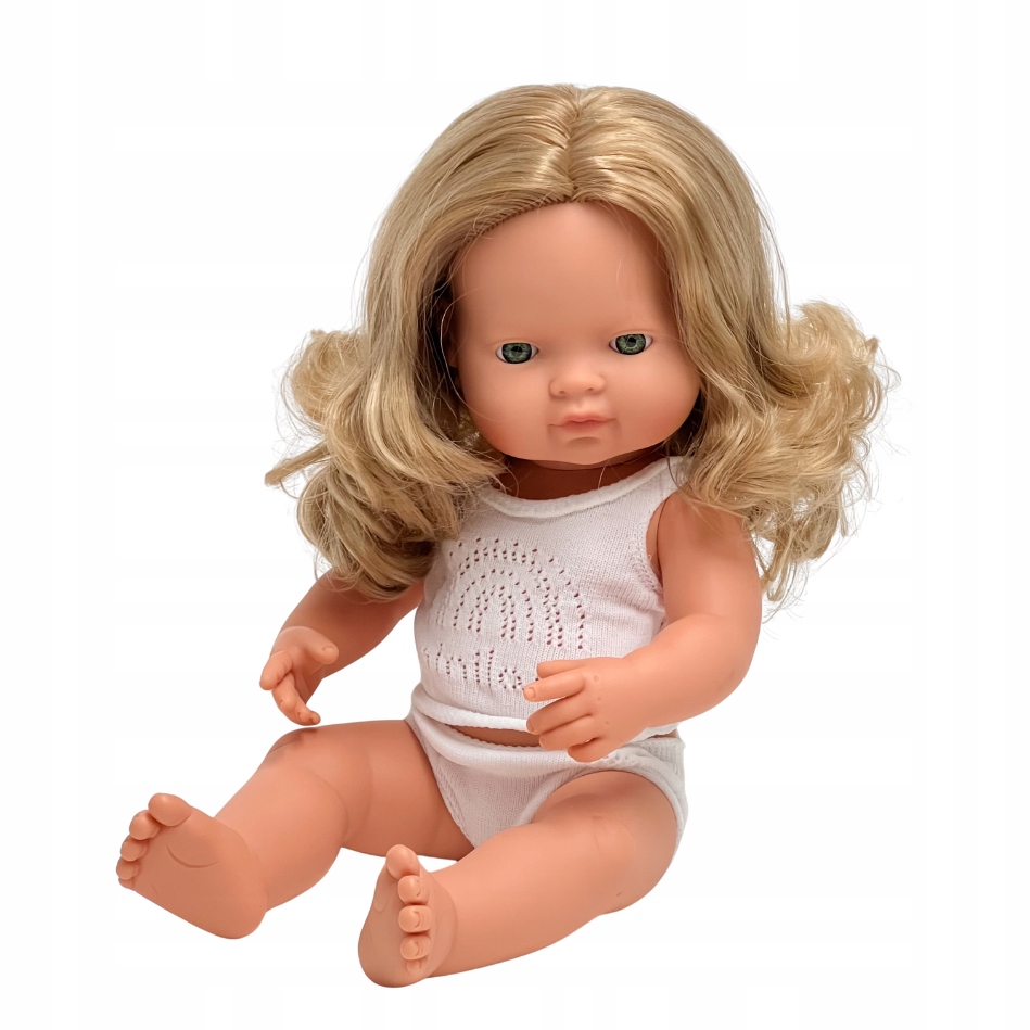 Lalka Miniland dziewczynka Europejka ciemny blond 38 cm, 31260
