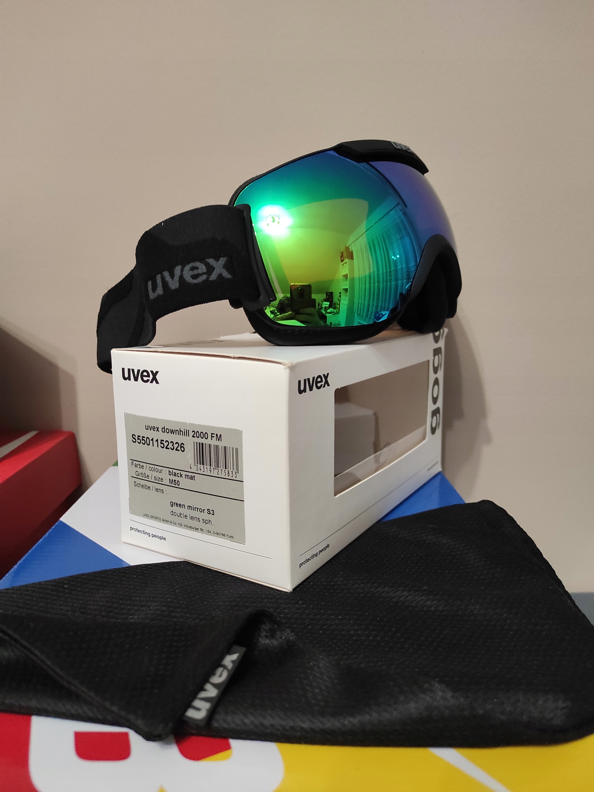 Gogle Uvex Downhill 2000 FM Black Green Mirror