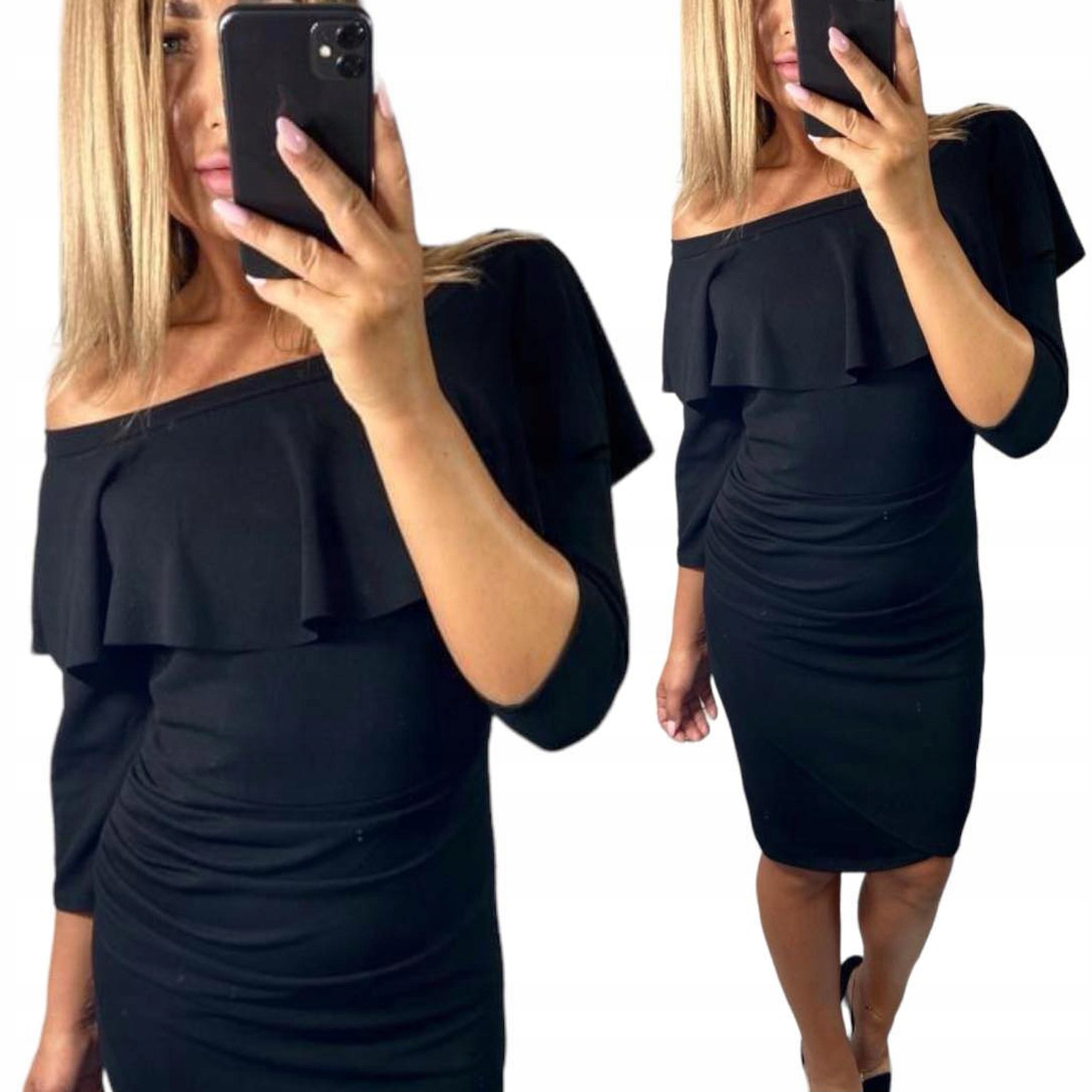 V780 Šaty Tužka S Volánem A Řasením Černá vel. 46 (3XL)