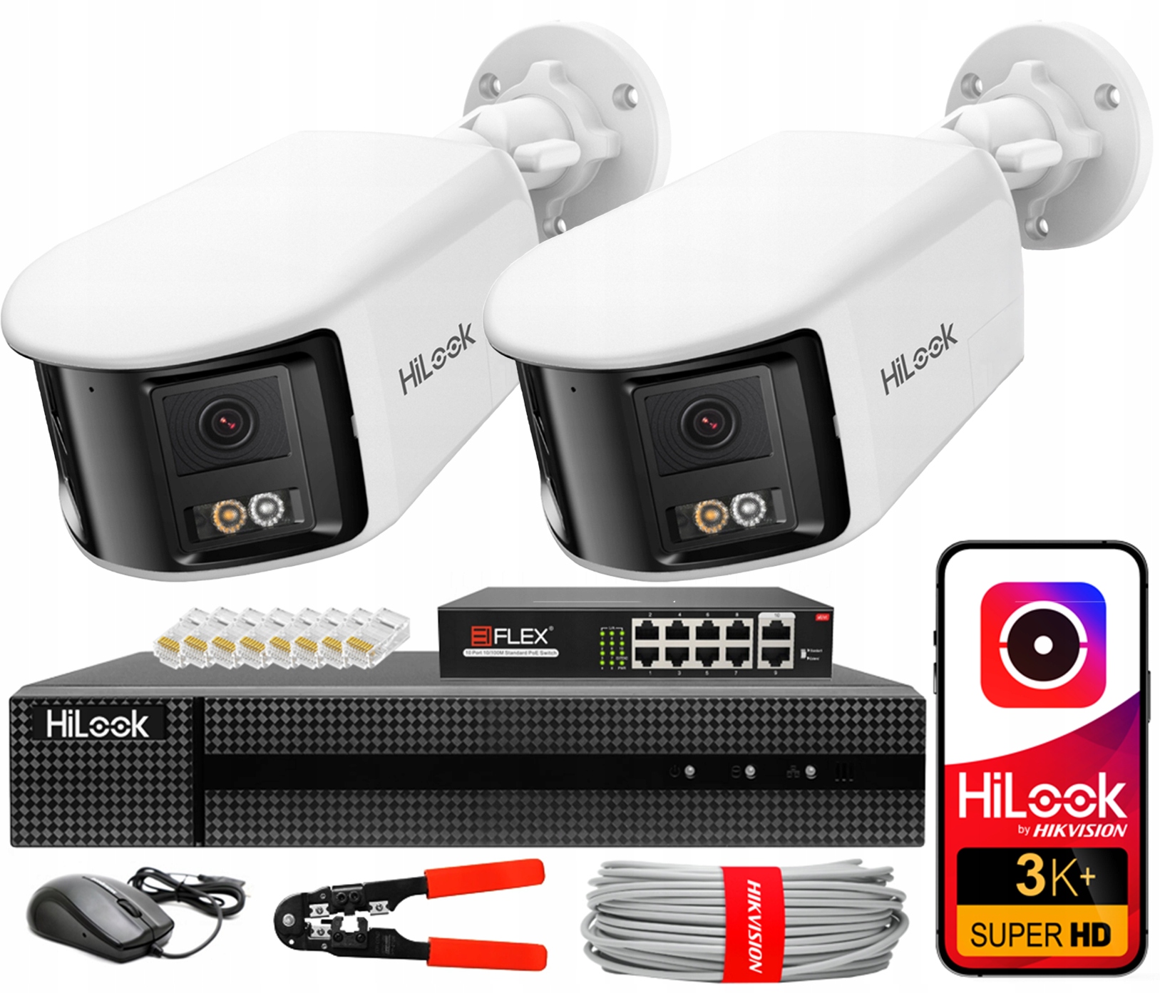 Sada pro monitorování Ip 2 kamery 6MPX IPC-B460HAD-LUF/SL Panoramatické PoE