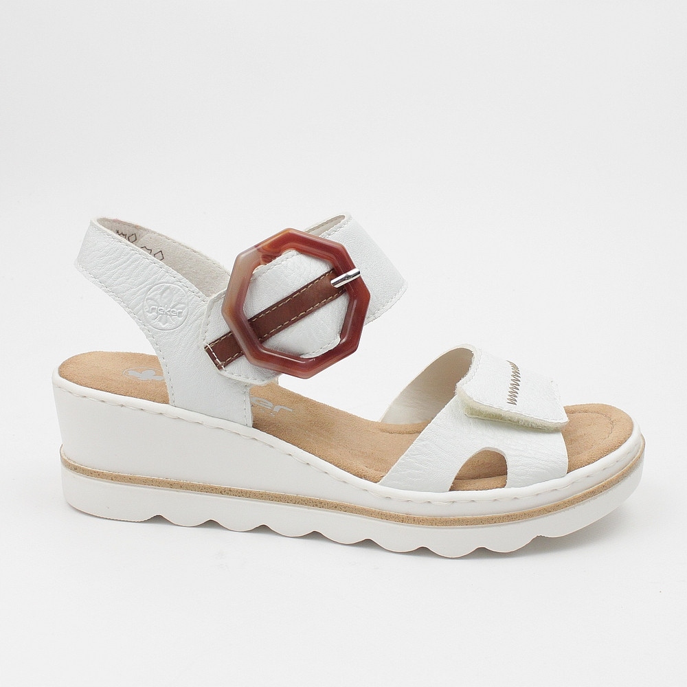 Rieker 67476 Bílé Sandálky Na Klínku vel. 40