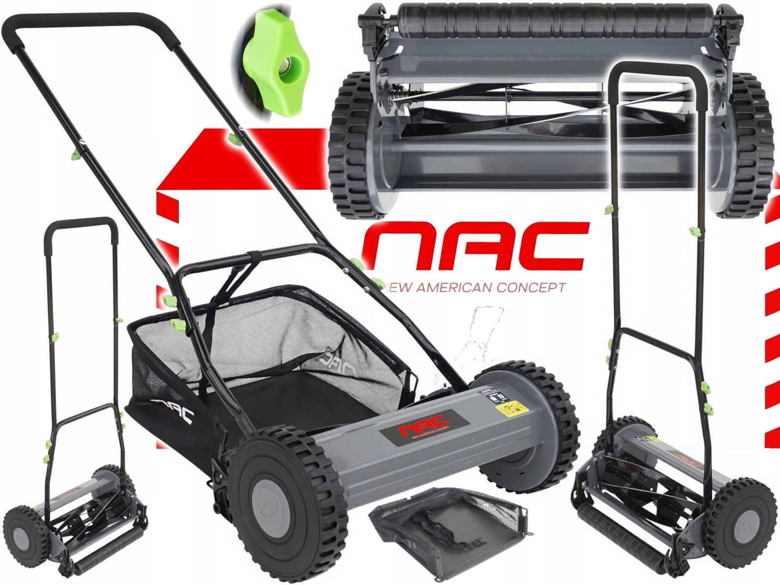 Nac Kosiarka Bębnowa Mechaniczna Pchana Ręczna LM-40-C 40cm