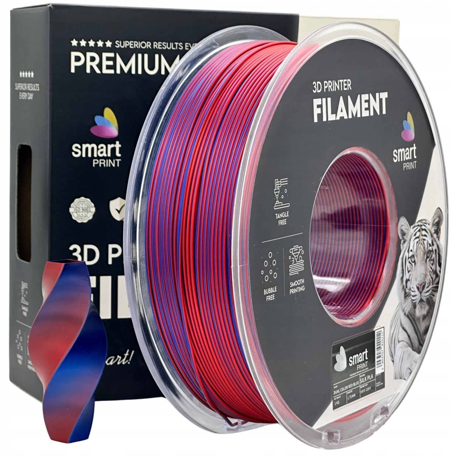 Filament Smart Print Silk Pla Dual Color Czerwony Niebieski Red Blue 1.75mm