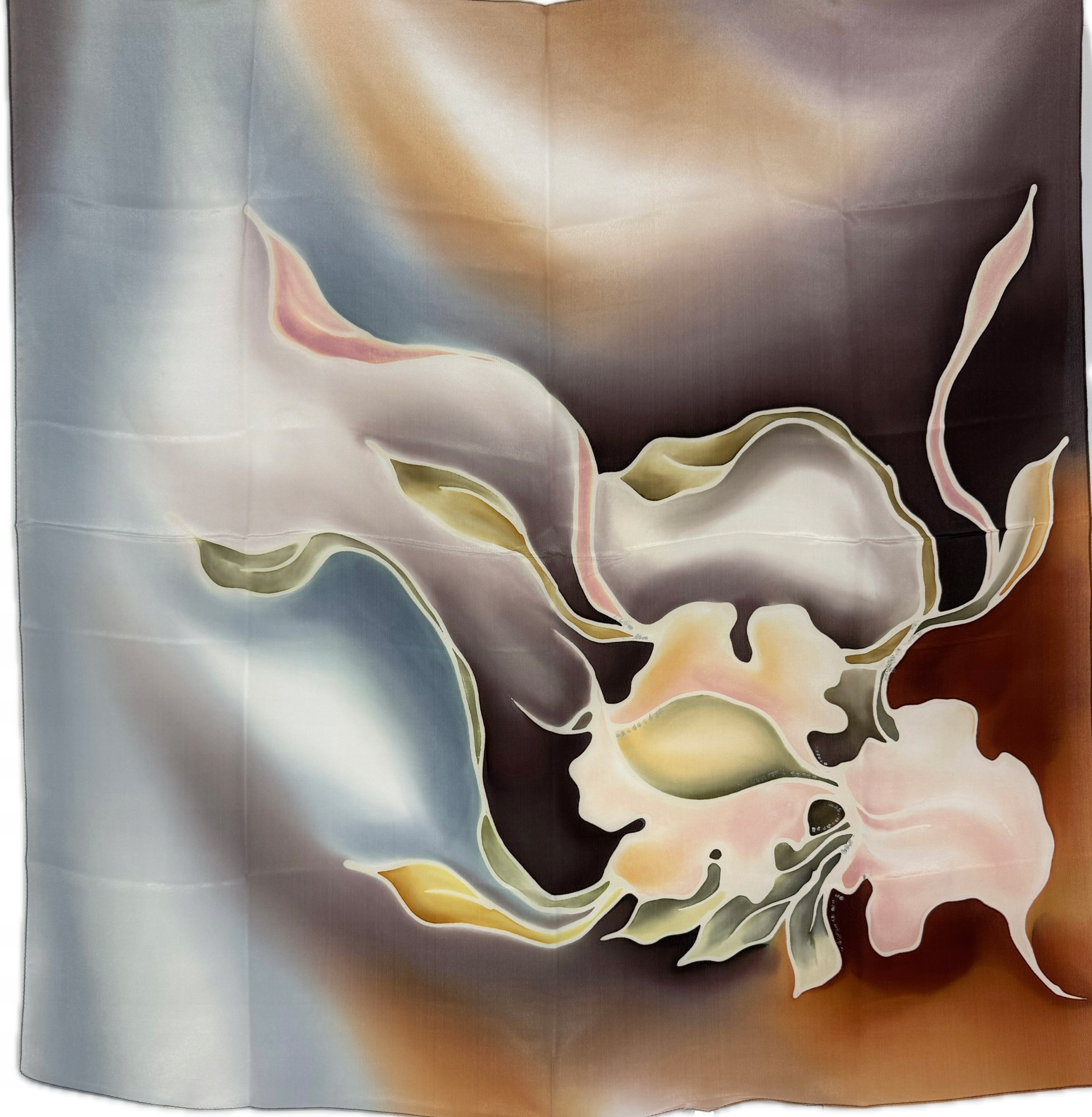 Milanówek Šátek hedvábí polský měď se stříbrem 90x90