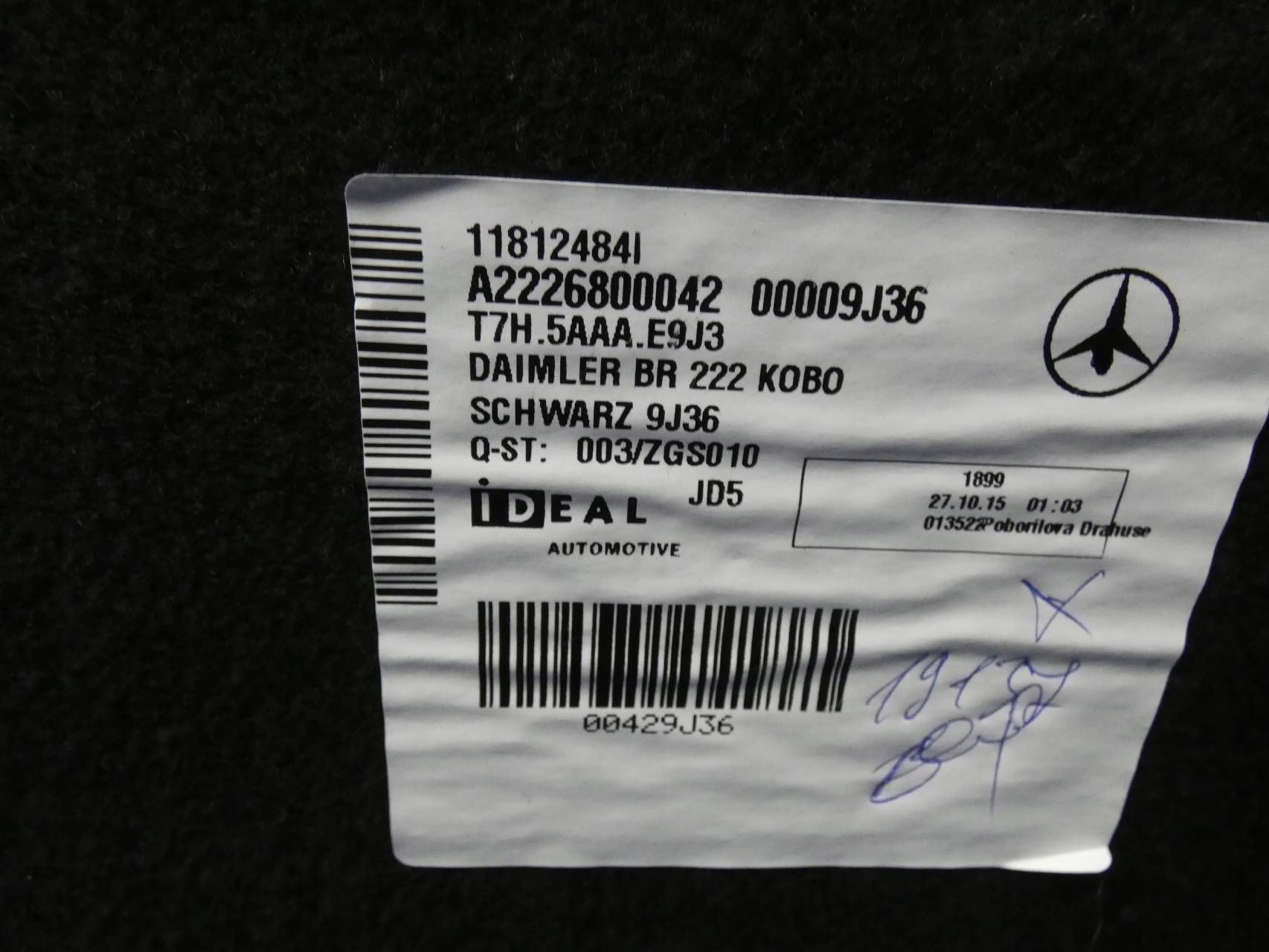 MERCEDES S KLASA W222 LONG floor mats boot