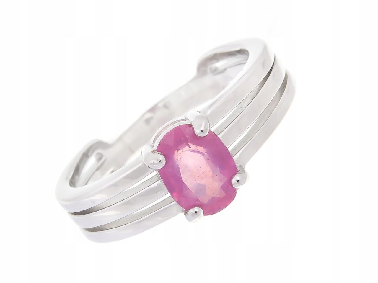 Stříbrný Prstýnek Prsten VEL.14 Rubín Přírodní Dárek