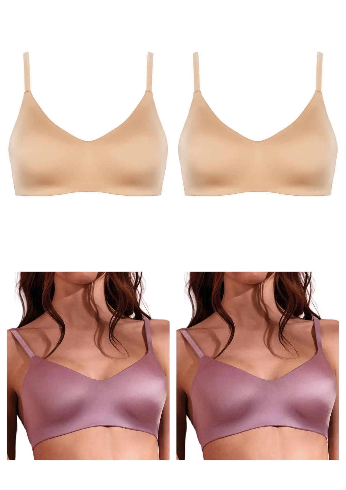 Lormar Active Ultrashine podprsenkový top 4 ks 2x hnědý 2x růžový XL
