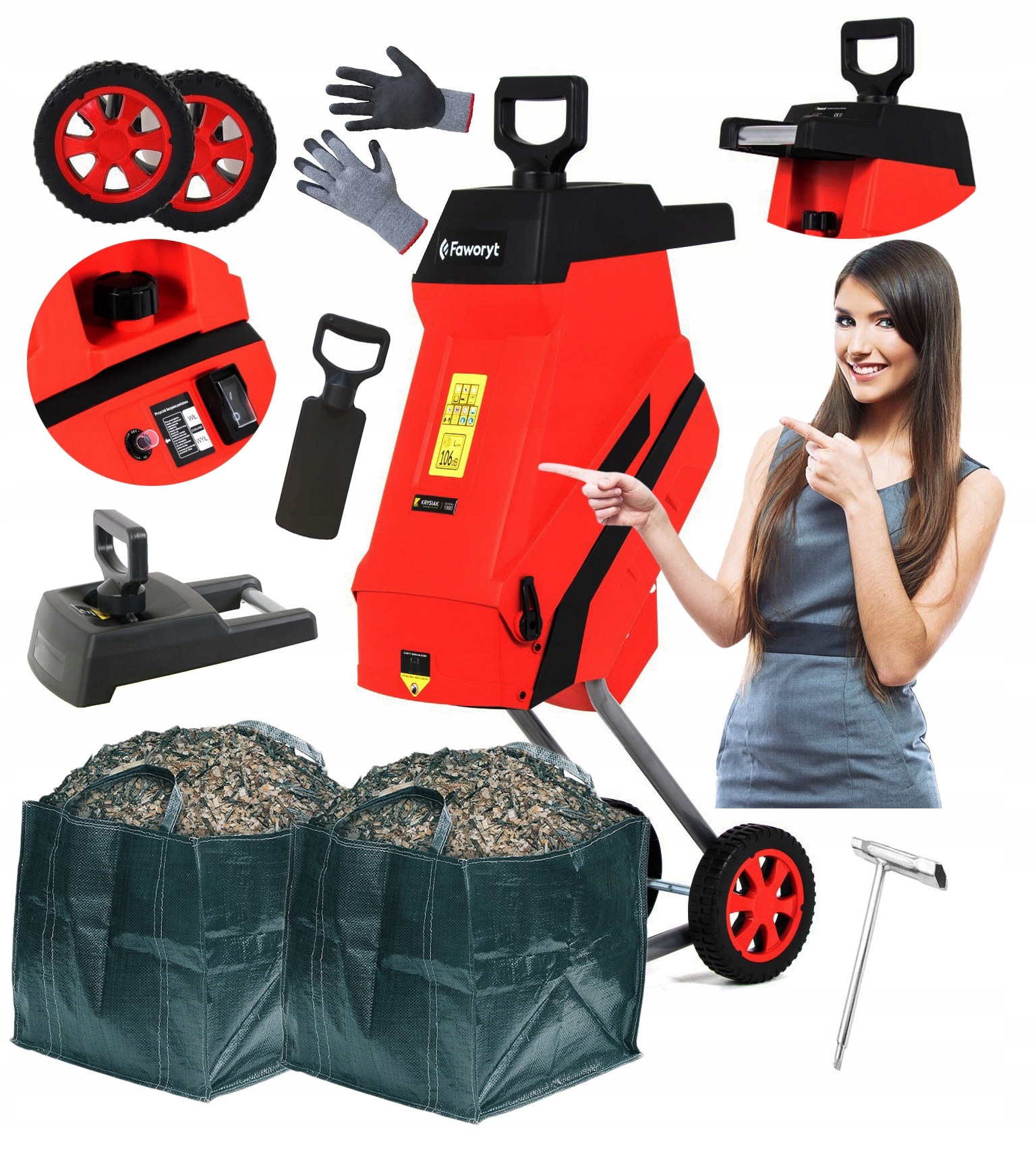 Drtič Elektrický Hladký Štěpkovač Na Větve Výkonný XXL Premium