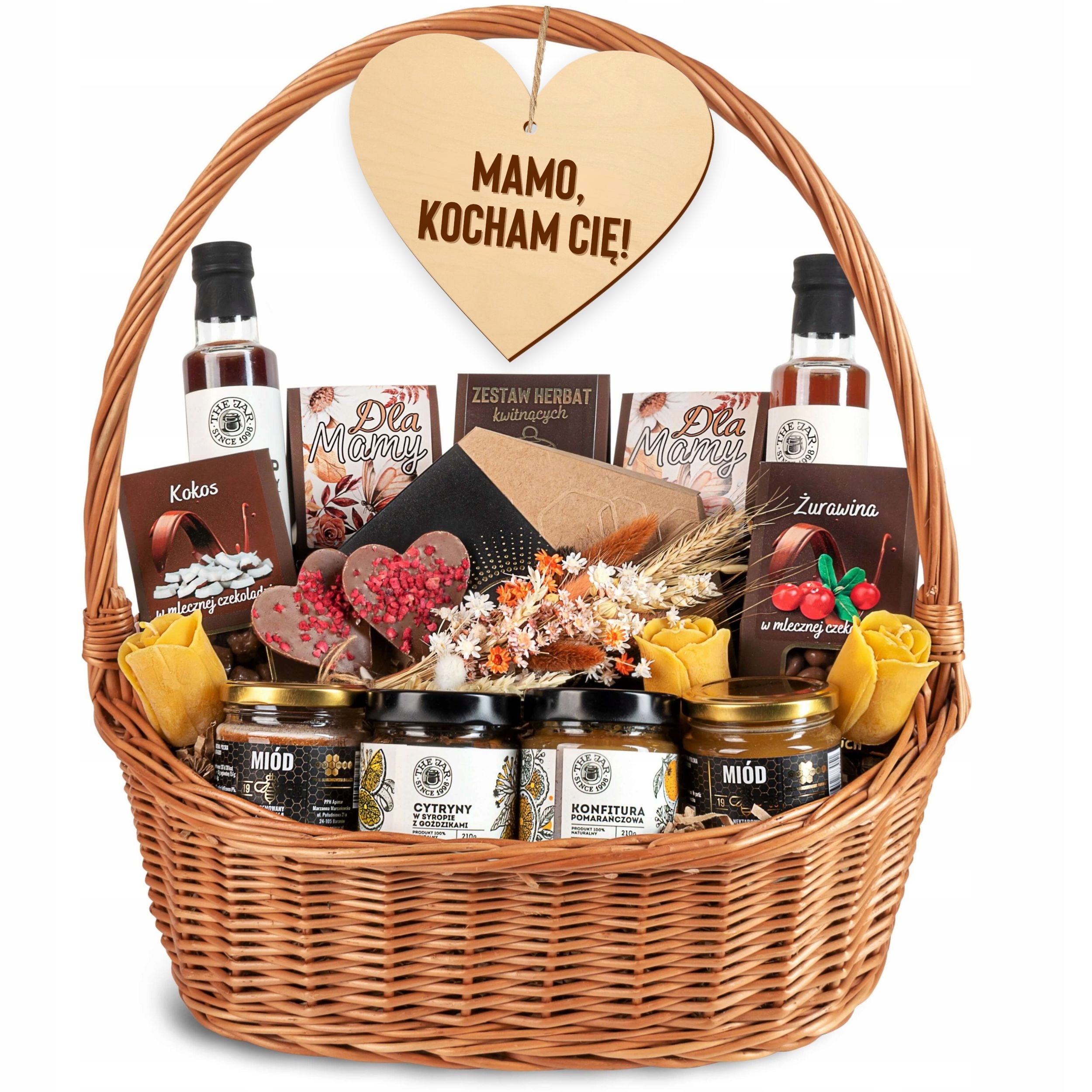 Velký dárkový Košík na Svátek matek Set Čaj Med Káva sladkosti