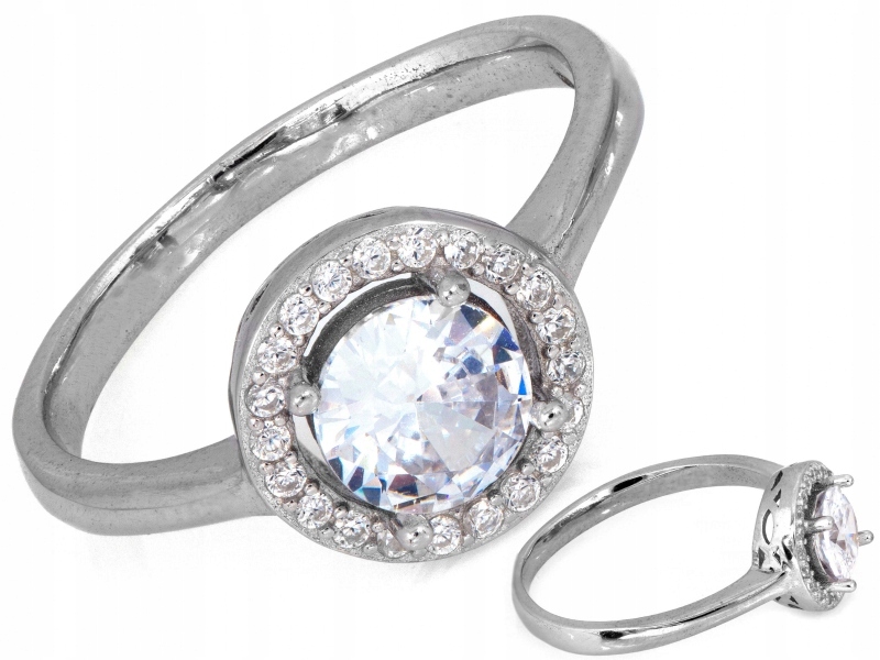 Prstýnek 925 kulatá bílá markýza se zirkony r17 dárek2.69