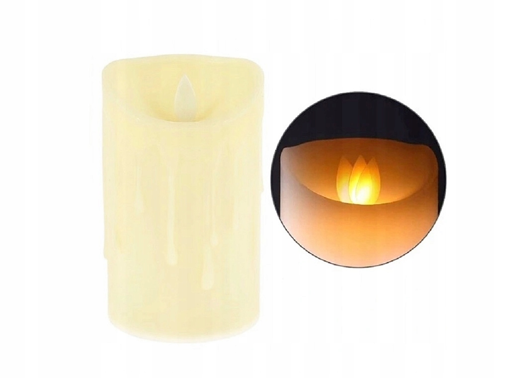 

Ruchomy Płomień Wkład Led Świeca 8X6cm Ecru