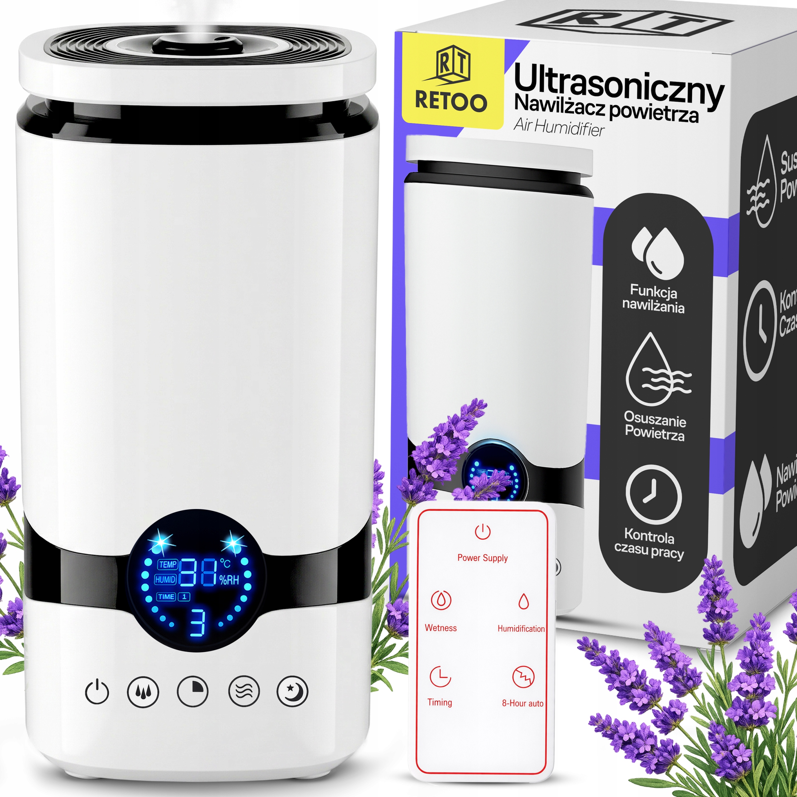 Nawilżacz Powietrza Automatyczny +aromaterapia 2w1 Zapachowy Dyfuzor