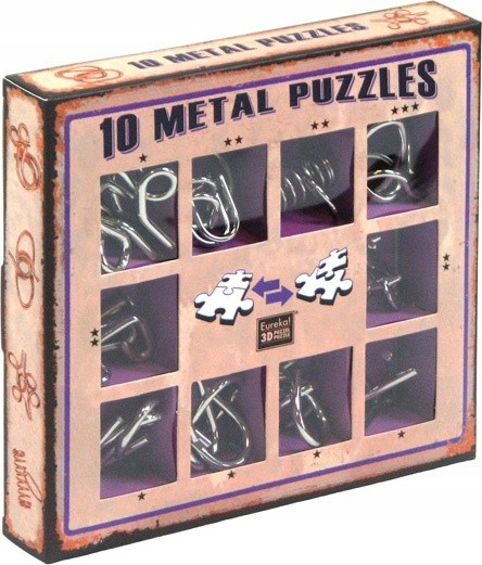 

10 Łamigłówek Metalowych Puzzles Zestaw fioletowy